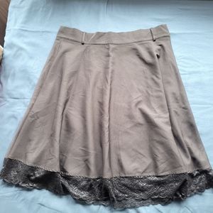 Black A Line Midi Skirt with Lace Trim